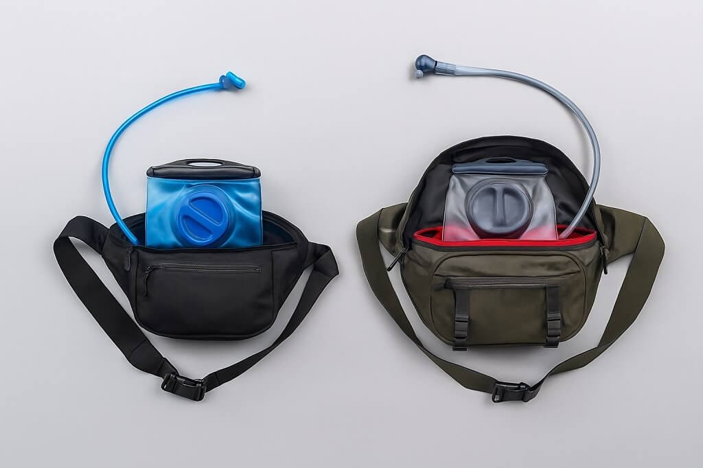 Hip pack hydration system for outdoor use